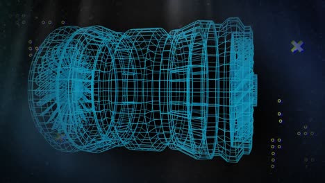 Animación-Del-Procesamiento-De-Datos-De-Dibujo-Del-Motor-3d-Sobre-Fondo-Azul