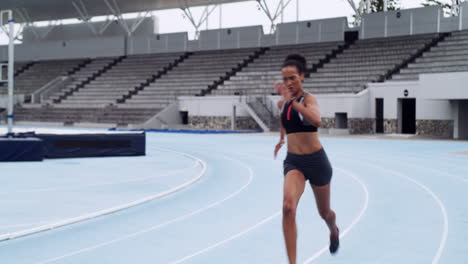 woman running on a track