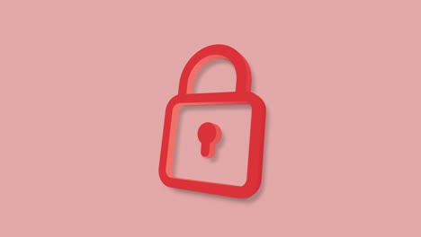 lock 3d icon isolated on red background. padlock sign. security, safety, protection, privacy concept. 4k