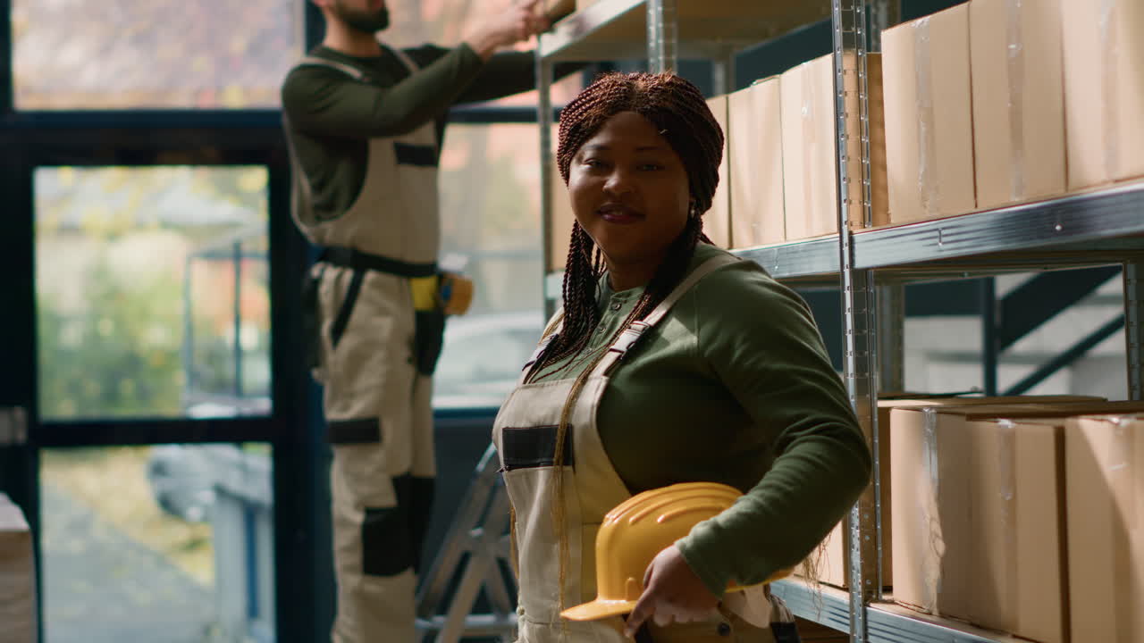 Warehouse workers with boxes