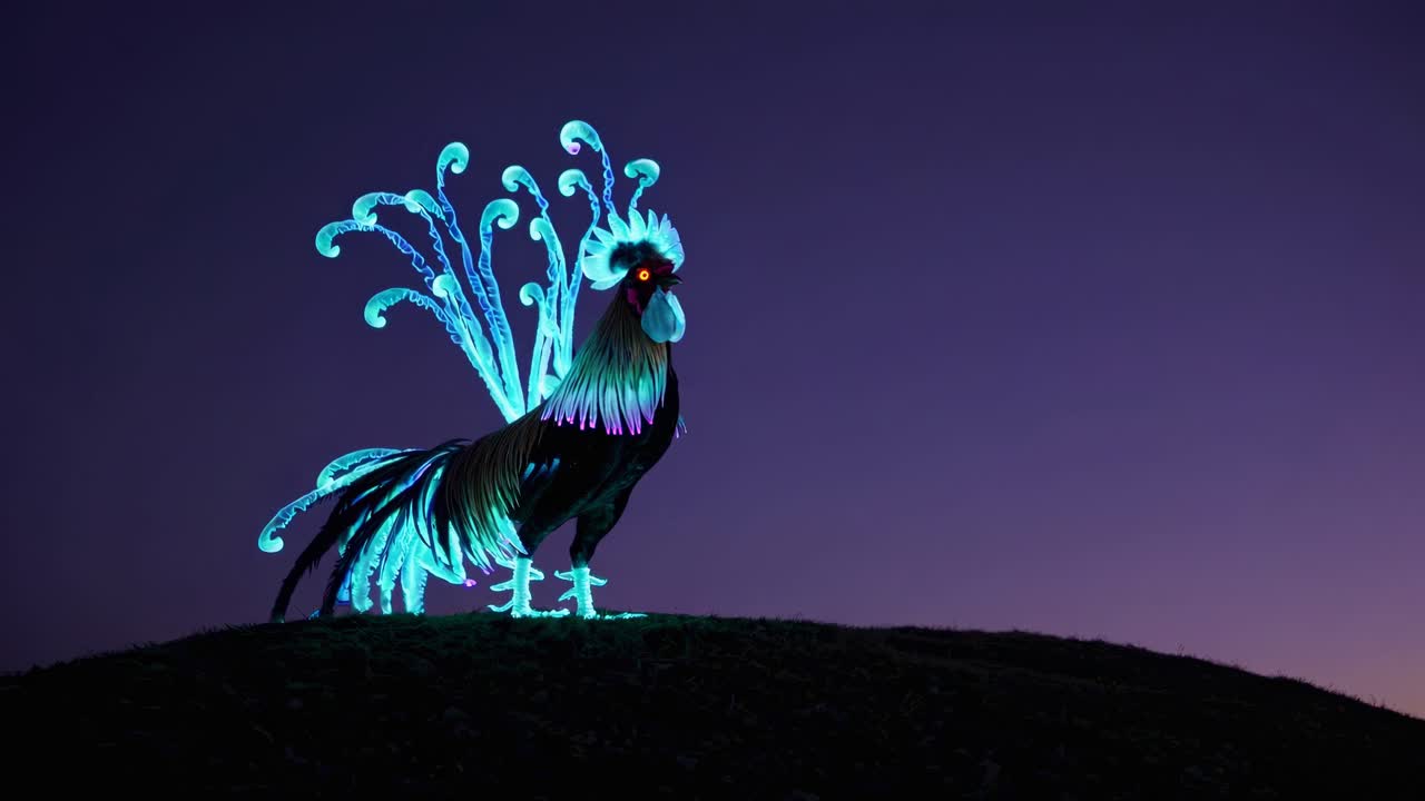 Glowing Rooster at Sunset