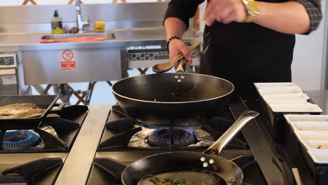 chef cooking delicious food in a restaurant kitchen