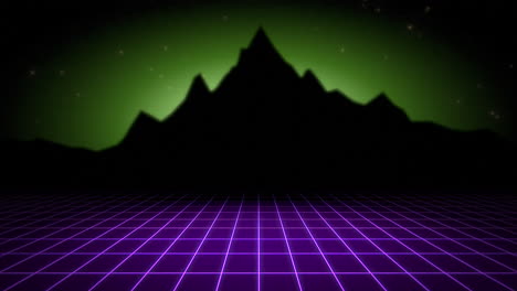 motion retro abstract background with purple grid and mountain 1