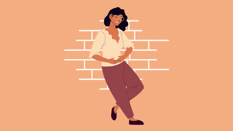 joven mujer relajante animación de personajes