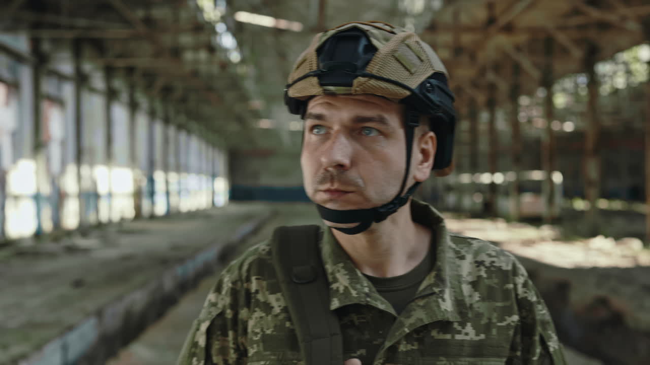 Soldier in Abandoned Industrial Building