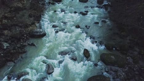 fast moving river with stones in switzerland