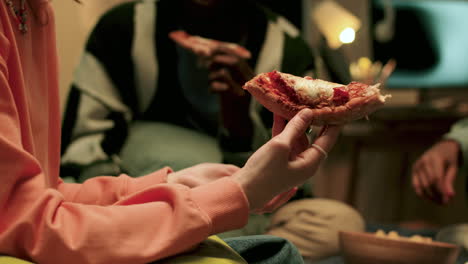 young friends eating at home