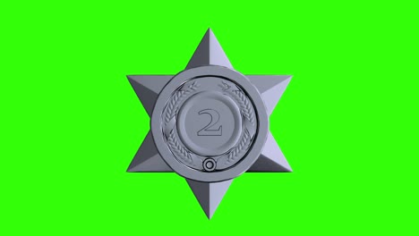spinning silver star trophy on green screen background 4k footage