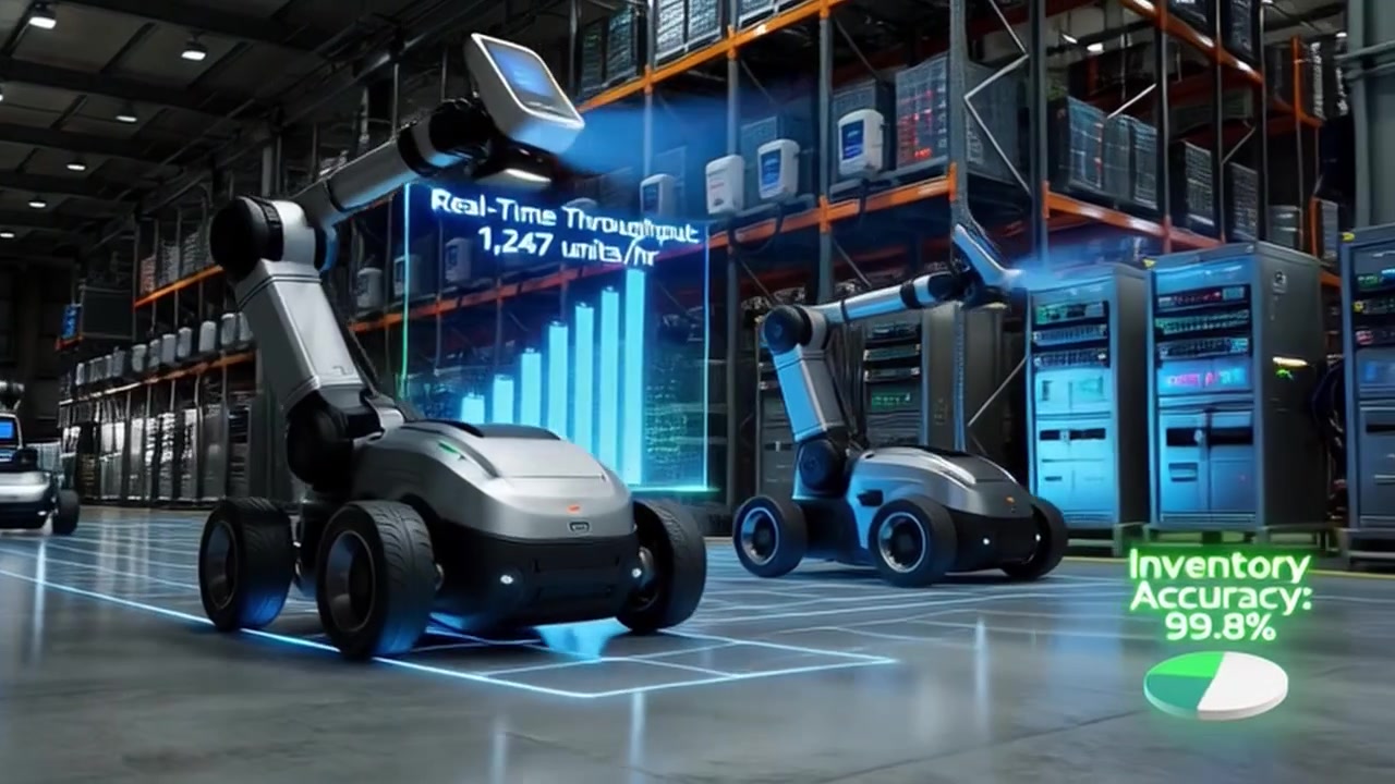 Autonomous Robots Scanning Inventory in a High-Tech Warehouse