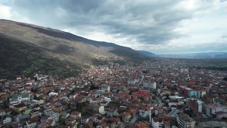 panorama view of tetovo city from the top, sharr mountains, north macedonia, landscape of roofed houses