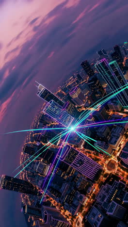 paisaje urbano futurista por la noche