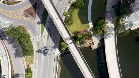 transportation concept - aerial view of cars interstate freeway road