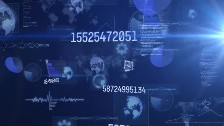 Animazione di scope che scansionano con numeri ed elaborazione dati.