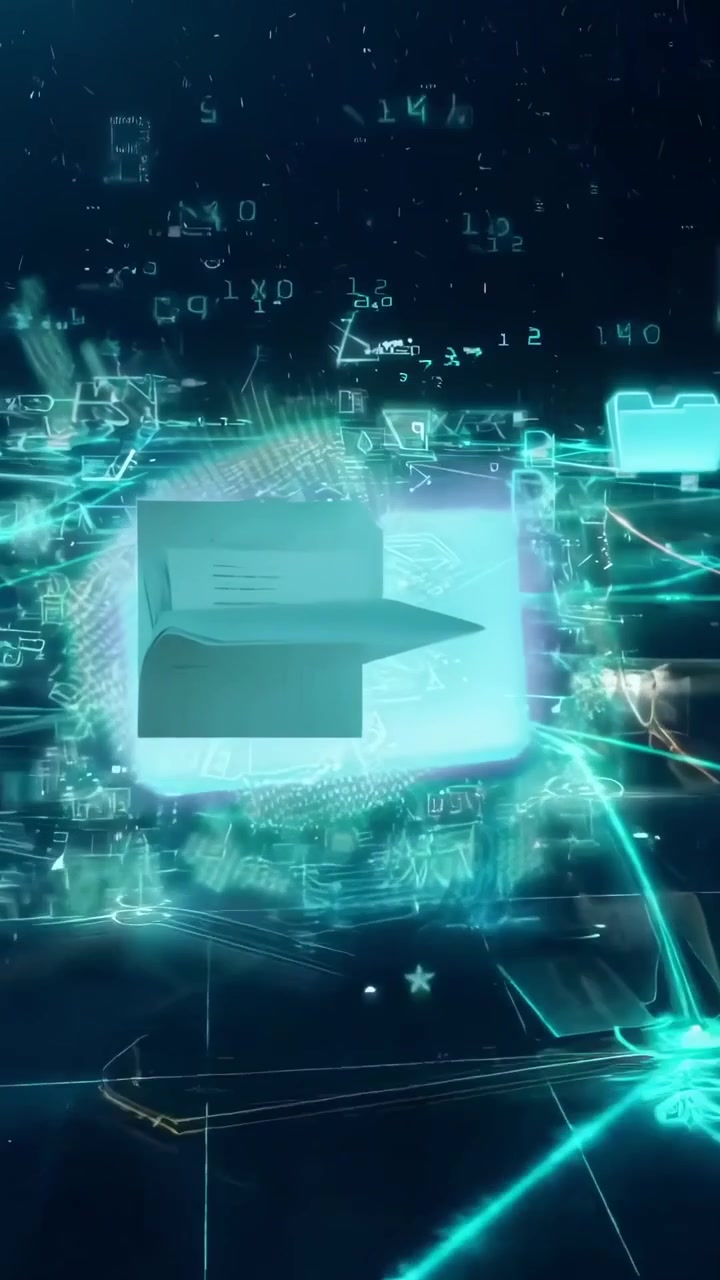 Glowing Data Folders and Files Connecting in Cyberspace