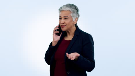 Senior,-business-woman-and-phone-call-with-client
