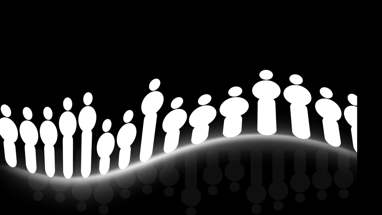 Abstract Animation of Glowing Human Figures Moving in a Wave Pattern