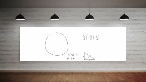 mathematical equations in a room