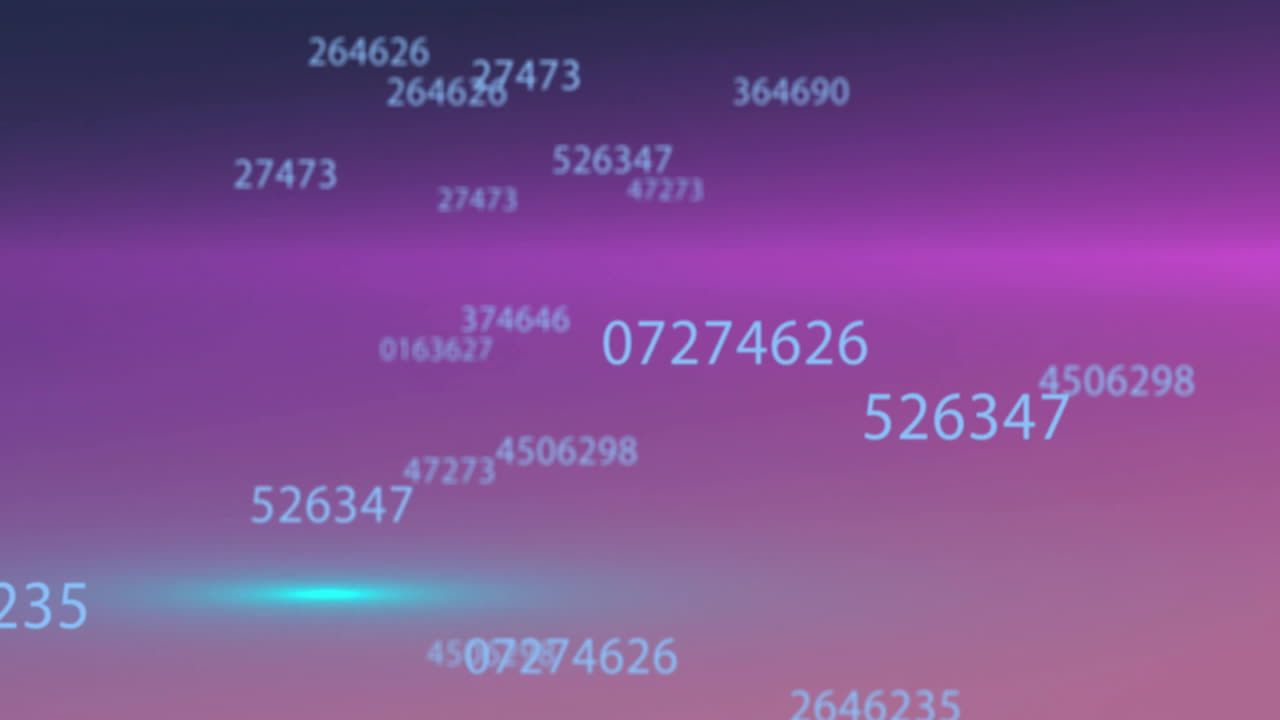 animación del procesamiento de datos y senderos de luz que se mueven sobre un fondo púrpura