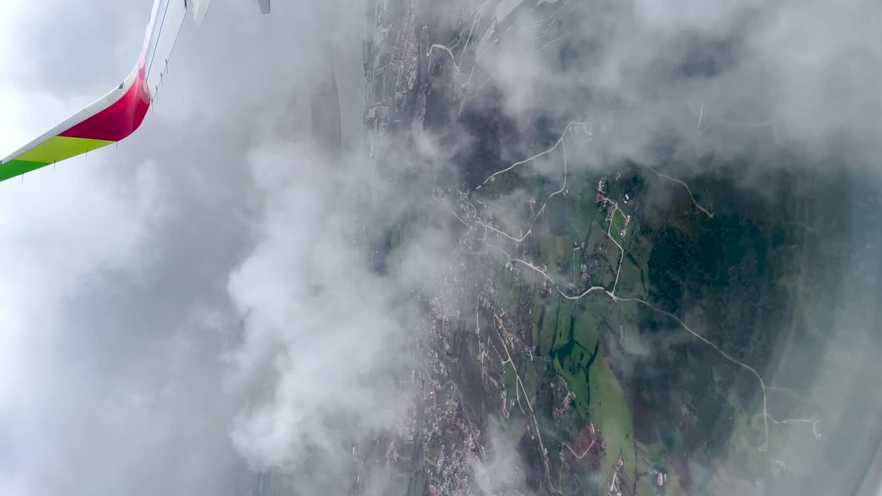 Aerial view of a landscape with clouds