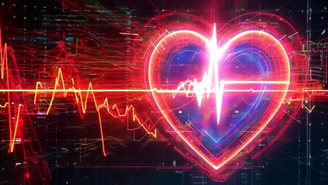 un corazón con una línea de latidos cardíacos en el medio