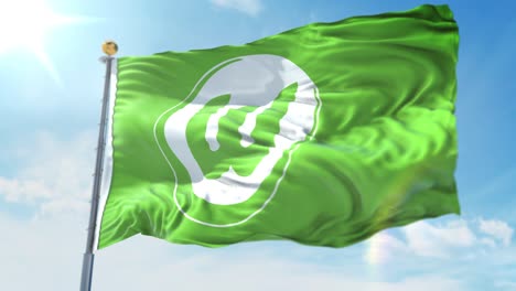 Bucle-Animado-De-4k-De-Una-Bandera-Ondeante-Del-Equipo-De-Fútbol-Wolfsburg-De-La-Bundesliga