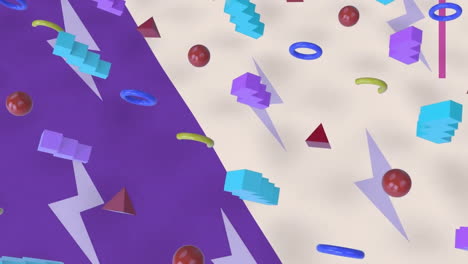 animación triángulos 3d, círculos y patrón en zigzag sobre el icono del trueno relámpago