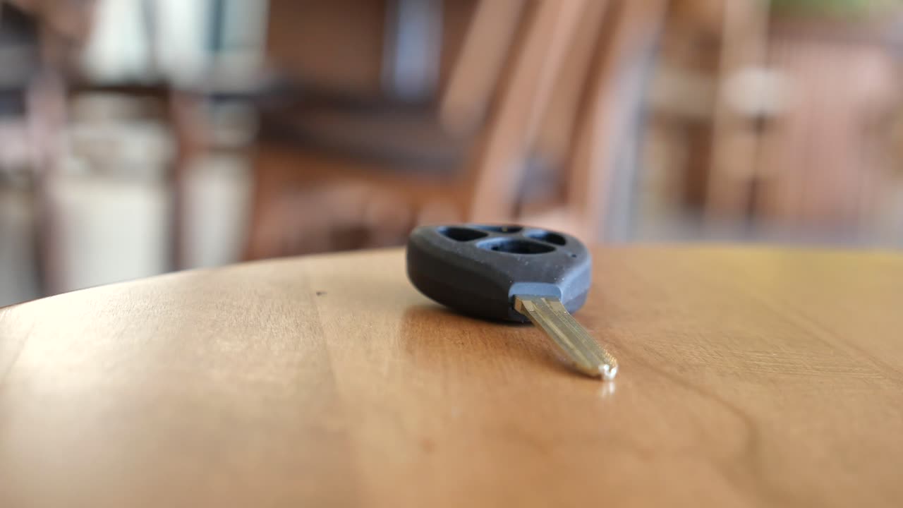 Car key on a table