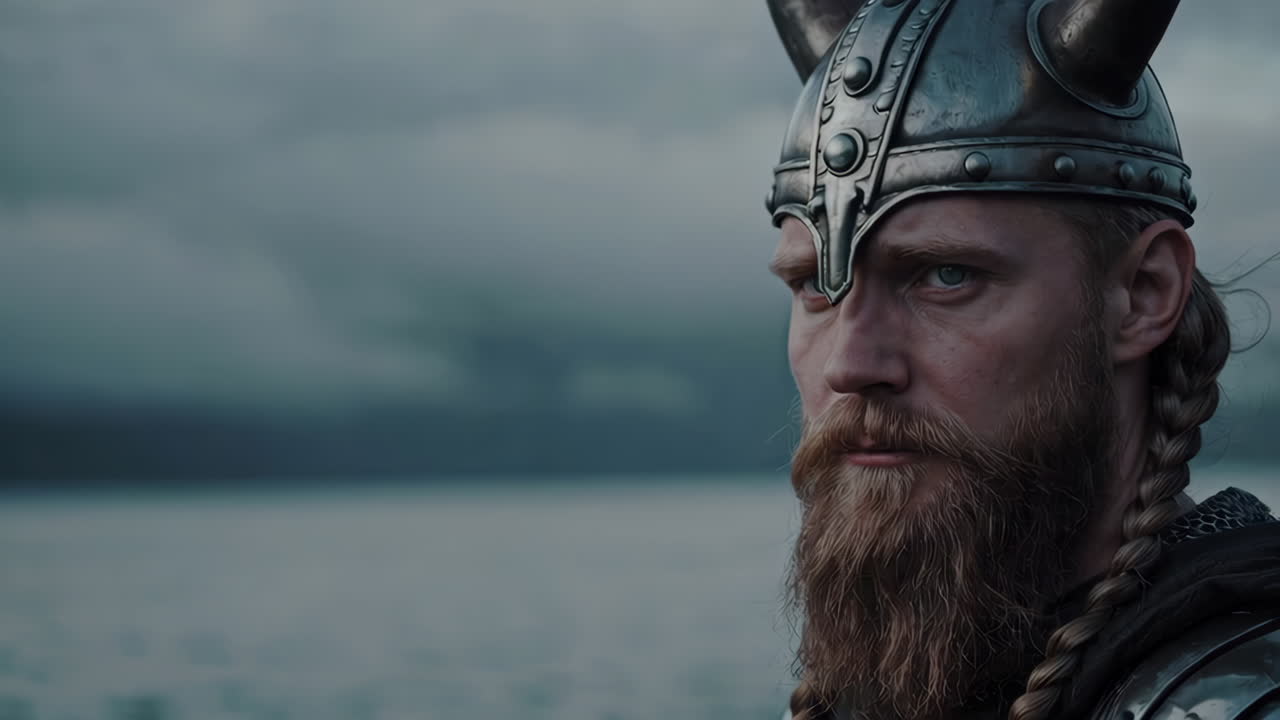 retrato de un guerrero vikingo