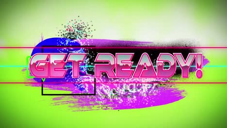 animation of get ready in digital colorful abstract space