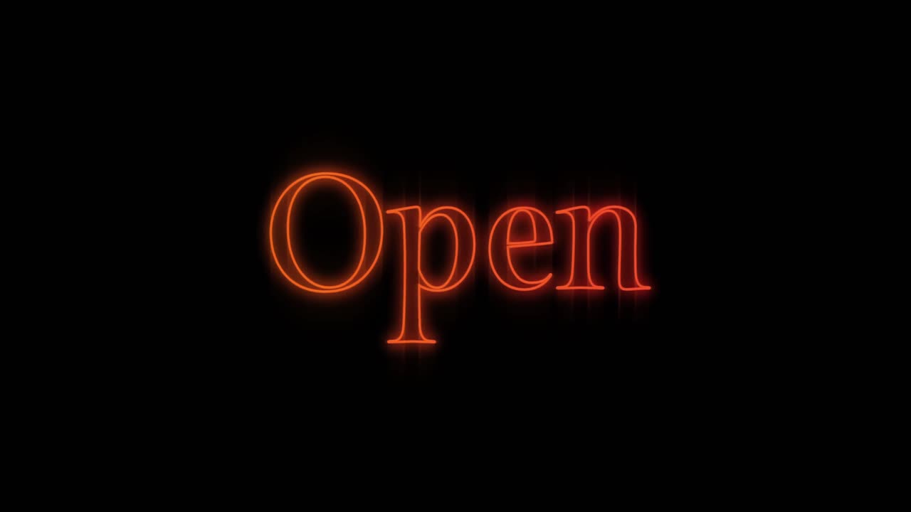 Emerging orange Open neon billboard 4k