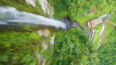 fpv drone shot of an waterfall dive in