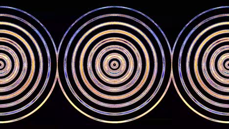 forma redonda animada de luces intermitentes multicolores, sobre un fondo negro