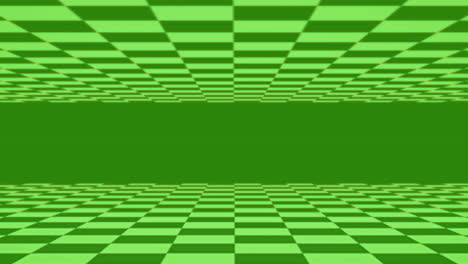 green checkerboard squares moving at the top and bottom of a green background
