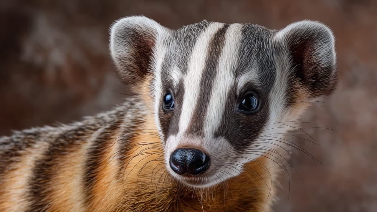 Ritratto in Primo Piano di un Bellissimo Animale a Strisce con Tratti Facciali Distintivi e Occhi Espressivi, che Mette in Mostra il Suo Aspetto Unico e la Sua Affascinante Personalità