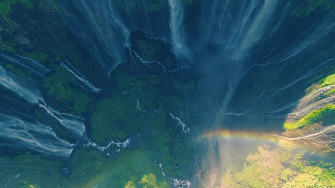 tumpak sewu cachoeiras arco-íris vista aérea panorâmica, indonésia