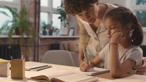 mother tutoring daughter