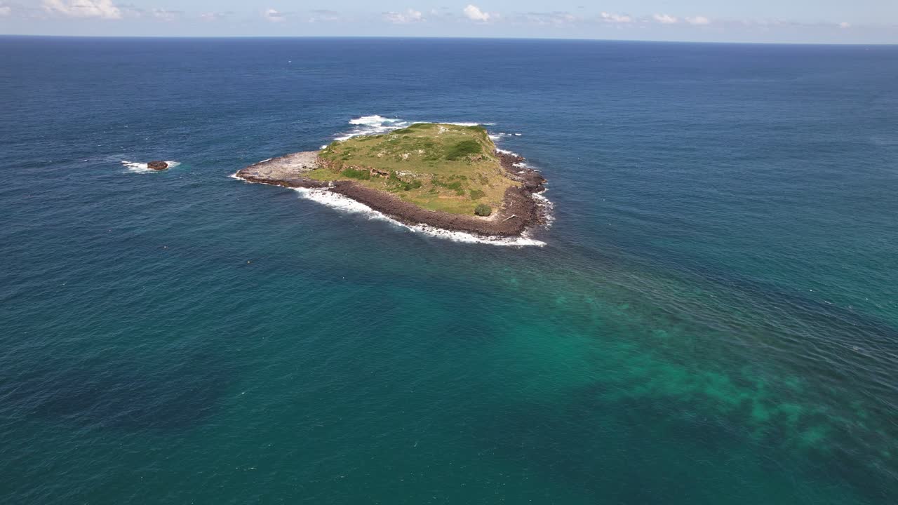 Cook Island In Tasman Sea In NSW, Australia - Aerial Drone Shot