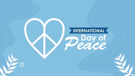 internationale dag van de vrede letters met hart symbool