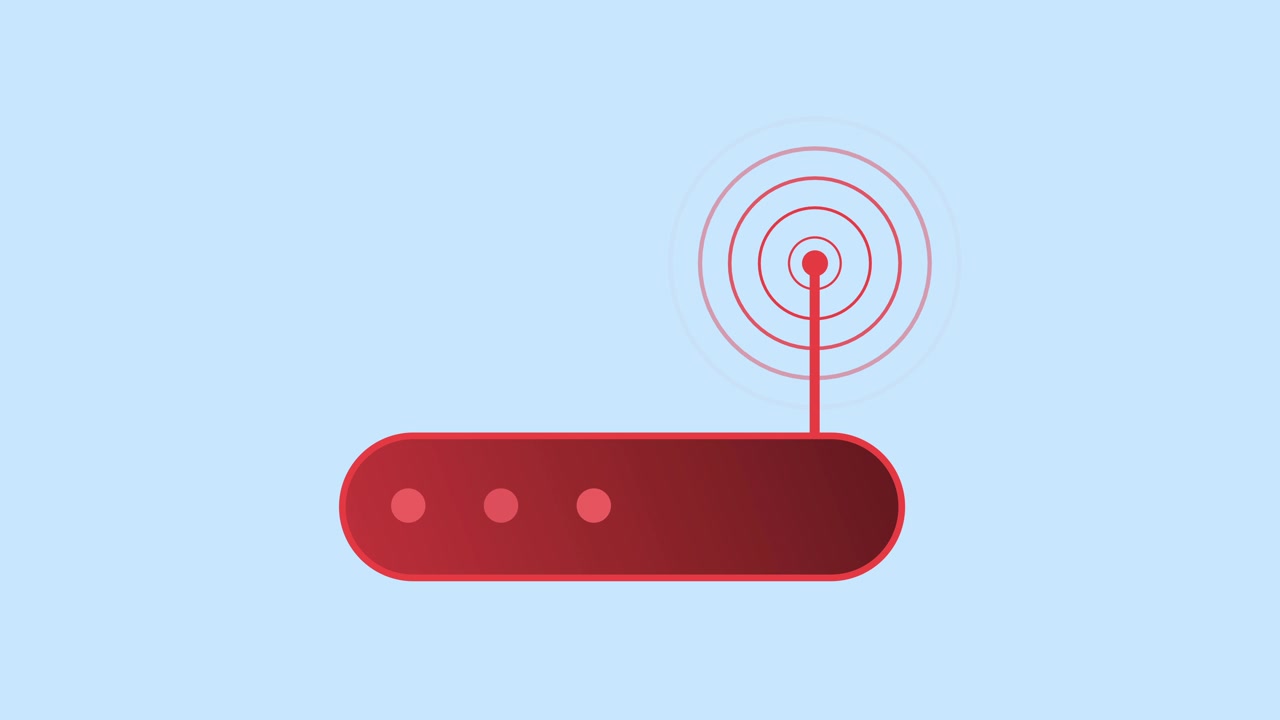Icona Animata del Router Wi-Fi che Emette Onde di Segnale Wireless