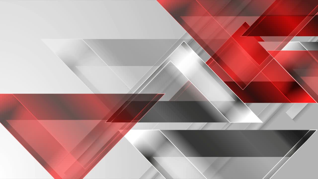 Red and silver grey glossy triangles abstract technology motion background