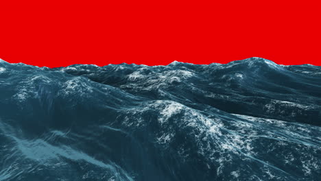 Stormy-blue-ocean-under-red-screen-sky-