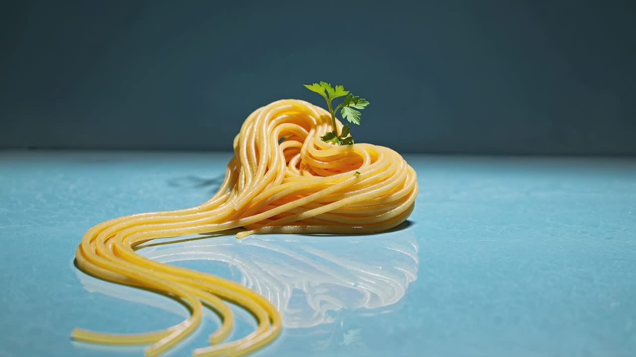 Spaghetti Falling and Ready to Eat