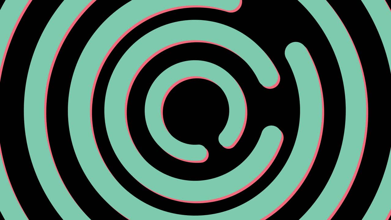 fondo animado abstracto con laberinto de color retro giratorio y formas geométricas concéntricas