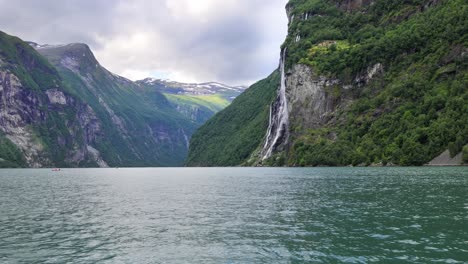 geiranger fjord, waterfall seven sisters. beautiful nature norway natural landscape.