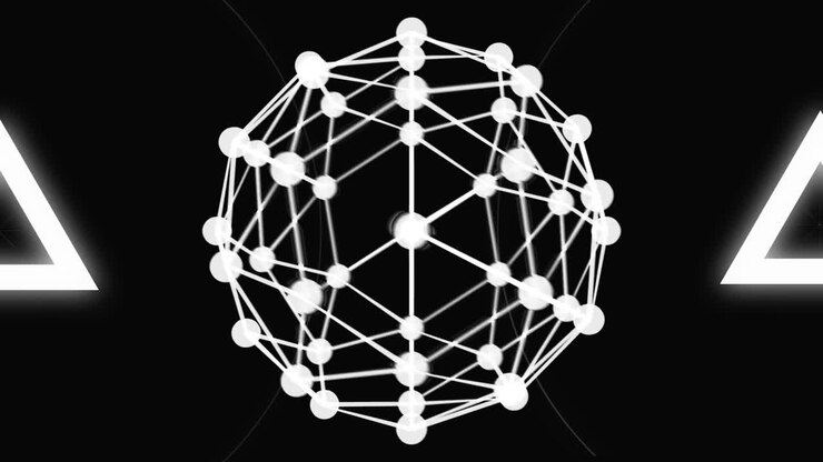 Animation of globe with network of connections over dark background
