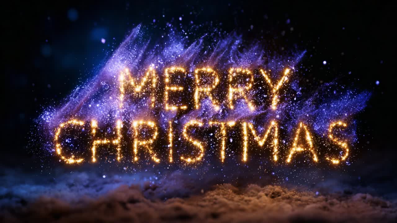 A Captivating and Festive Display of Holiday Cheer, Featuring Stunning Sparkling Text That Exclaims 'Merry Christmas' Against a Mesmerizing Cosmic Background with Glowing Particles and Starry Effects