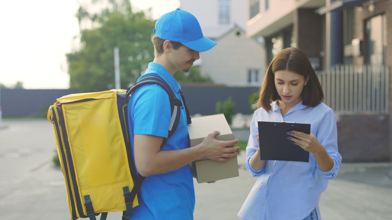 interacción entre la persona de entrega y el cliente