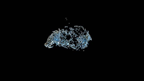 gotas de agua azules salpicaduras en el flujo de líquido negro arte líquido súper cámara lenta 1000 fps