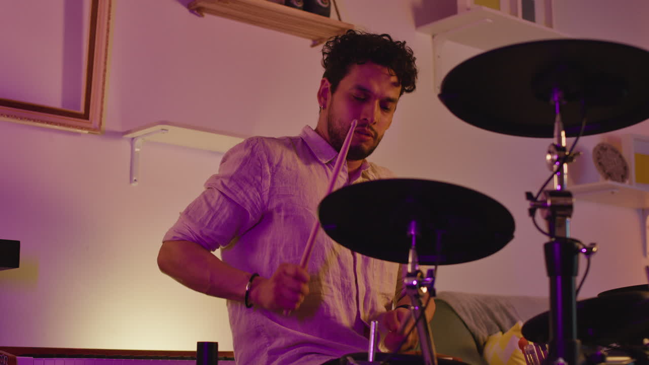 Man playing electronic drums