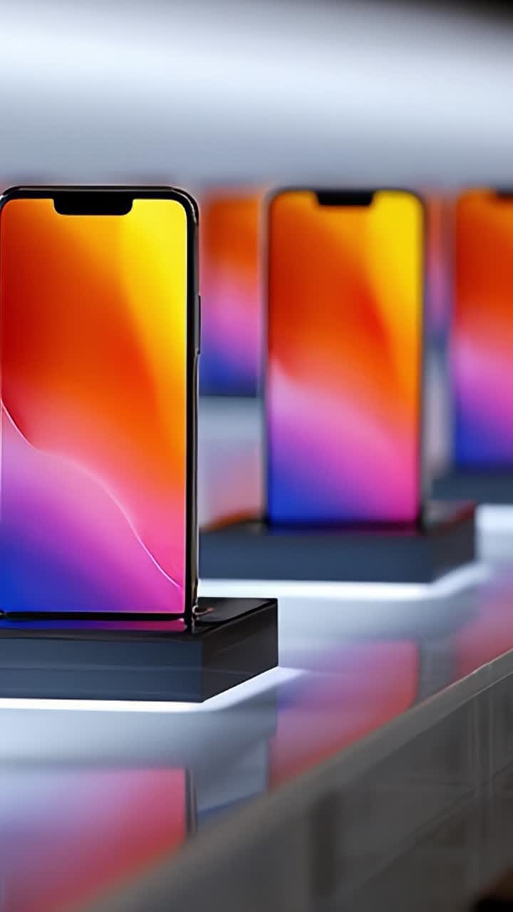 Vetrina di smartphone innovativi: display vivace con interfacce colorate che riflettono la tecnologia moderna e le tendenze di design nei dispositivi mobili